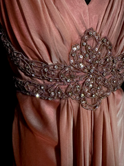 Vintage Mermaid V Neckline Pink Backless Long Prom Gown Fairy Prom Dresses SD2956