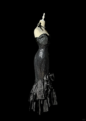 Vintage Mermaid Sweetheart Black Sequin Long Prom Gown Fairy Prom Dresses SD2961