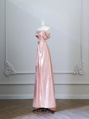 Pretty A Line Off The Shoulder Sequin Pink Long Prom Dresses Evening Gowns SD3813