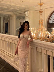 Gorgeous Mermaid Spaghetti Straps Sleeveless Date Night Dress White Lace Prom Dresses Birthday Outfits SD642