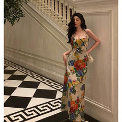 Pretty A Line Halter Floral Long Prom Dresses Birthday Outfits Evening Gown SD820