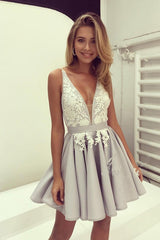 Cute V Neck Homecoming Dress,Short Cocktail Dresses