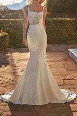 Illusion Spoon Lace Sticker Fish Tail Wedding Dress