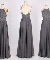 Silver Grey Prom Dresses, Evening Gown, Graduation School Party Dress, Winter Formal Dress