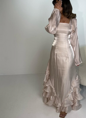 Vintage Prom Dresses with Ruffles,Floor Length Evening Gown