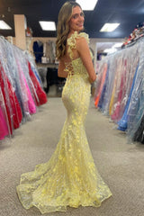 Red Appliques Sweetheart Flutter Sleeve Mermaid Long Prom Dress