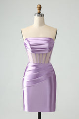 Strapless Sheer Bodice Mini Cocktail Dress in Emerald Green