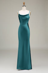 Cowl Neck and Back Maxi Dress in Dusty Blue