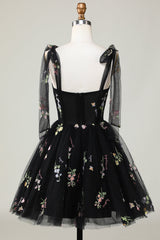 Floral Embroidery Sweetheart A-Line Short Party Dress