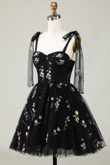 Floral Embroidery Sweetheart A-Line Short Party Dress