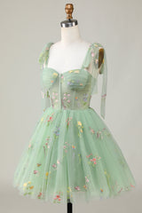 Floral Embroidery Sweetheart A-Line Short Party Dress