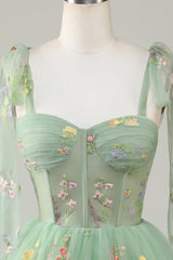 Floral Embroidery Sweetheart A-Line Short Party Dress