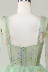 Floral Embroidery Sweetheart A-Line Short Party Dress