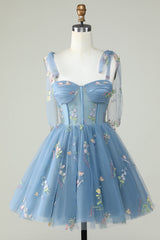 Floral Embroidery Sweetheart A-Line Short Party Dress