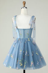 Floral Embroidery Sweetheart A-Line Short Party Dress