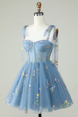 Floral Embroidery Sweetheart A-Line Short Party Dress
