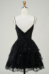 Glitter Lace Corset Ruffle Tiered Short Homecoming Dress