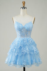 Glitter Lace Corset Ruffle Tiered Short Homecoming Dress