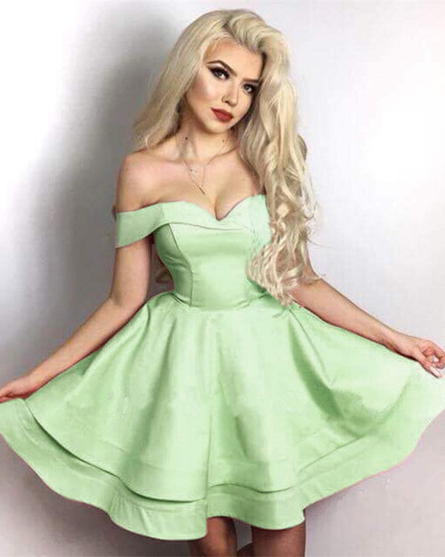 Short Satin V-neck Ruffles Homecoming Graduation Dress For Girl