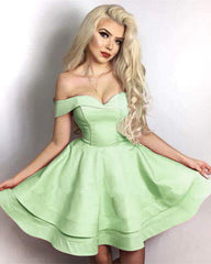 Short Satin V-neck Ruffles Homecoming Graduation Dress For Girl