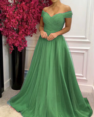 Pleated Tulle Off The Shoulder Dresses