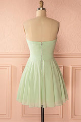 Sage Green Strapless A-line Short Party Dress Homecoming Dress  HD0169