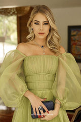 Long Lantern Sleeves Off The Shoulder Prom Dresses,CP0679