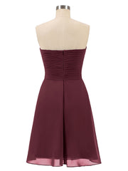 Short Strapless Bridesmaid Dress with Sweetheart-Cabernet