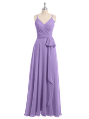 Spaghetti Strap Chiffon Dresses with Sash Bow-Tahiti