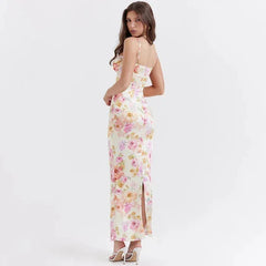 Vintage Floral Sweetheart Prom Dress Sheath Spaghetti Strap Evening Dress Long Formal Dress HZ1024