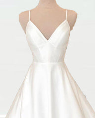 Satin A-line Wedding Dresses V Neck