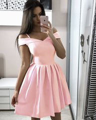Satin V Neck Homecoming Dresses With Straps