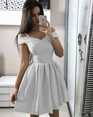 Satin V Neck Homecoming Dresses With Straps