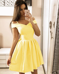 Satin V Neck Homecoming Dresses With Straps