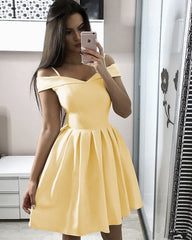 Satin V Neck Homecoming Dresses With Straps