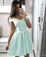 Satin V Neck Homecoming Dresses With Straps