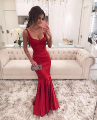 Satin V-neck Corset Mermaid Evening Dresses