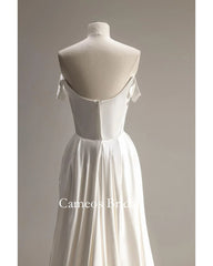 SONDR Mermaid Korea Short Sleeves Wedding Dress Satin Off Shoulder Bride Gown