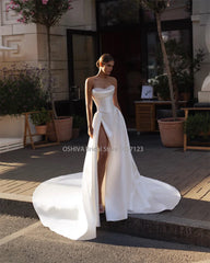 Simple Wedding Dresses Customized Bridal Gowns Sweetheart Neck High Split Elegance Perfect Fit