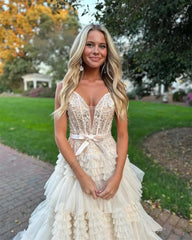 Customized Wedding Dresses Wrinkle V-neck Sleeveless Tulle Flowers