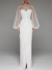 Sexy Wedding Dresses for Women Casual O-Neck Long Dress Elegant Evening Style