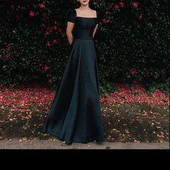 Elegant A Line Wedding Dresses Vintage Square Collar Bridal Dress with Short Sleeve Customized