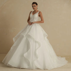 BEPEITHY Customized Luxury Strapless A Line Glitter Wedding Dresses