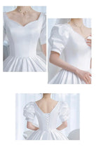 Vintage Princess Wedding Dress Satin Gown with Beading Plus Size
