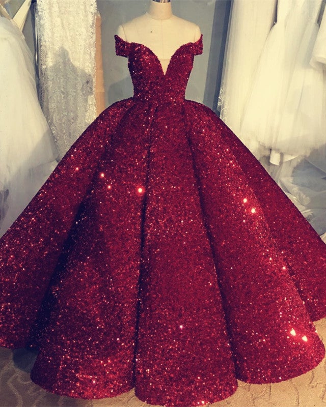 Sequin Ball Gown Dresses Off The Shoulder