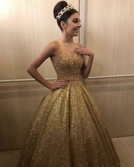 Sequin Ball Gown Prom Dresses Spaghetti Straps