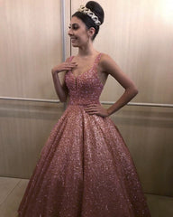 Sequin Ball Gown Prom Dresses Spaghetti Straps