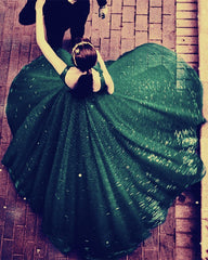 Sequin V Neck Ball Gown Dresses