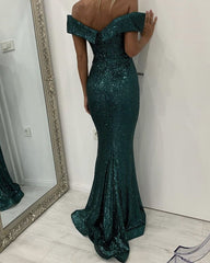 Sequins Mermaid Prom Dresses Off The Shoulder