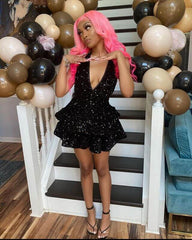 Simple 17th Birthday Dresses Sequin Birthday Outfits P284